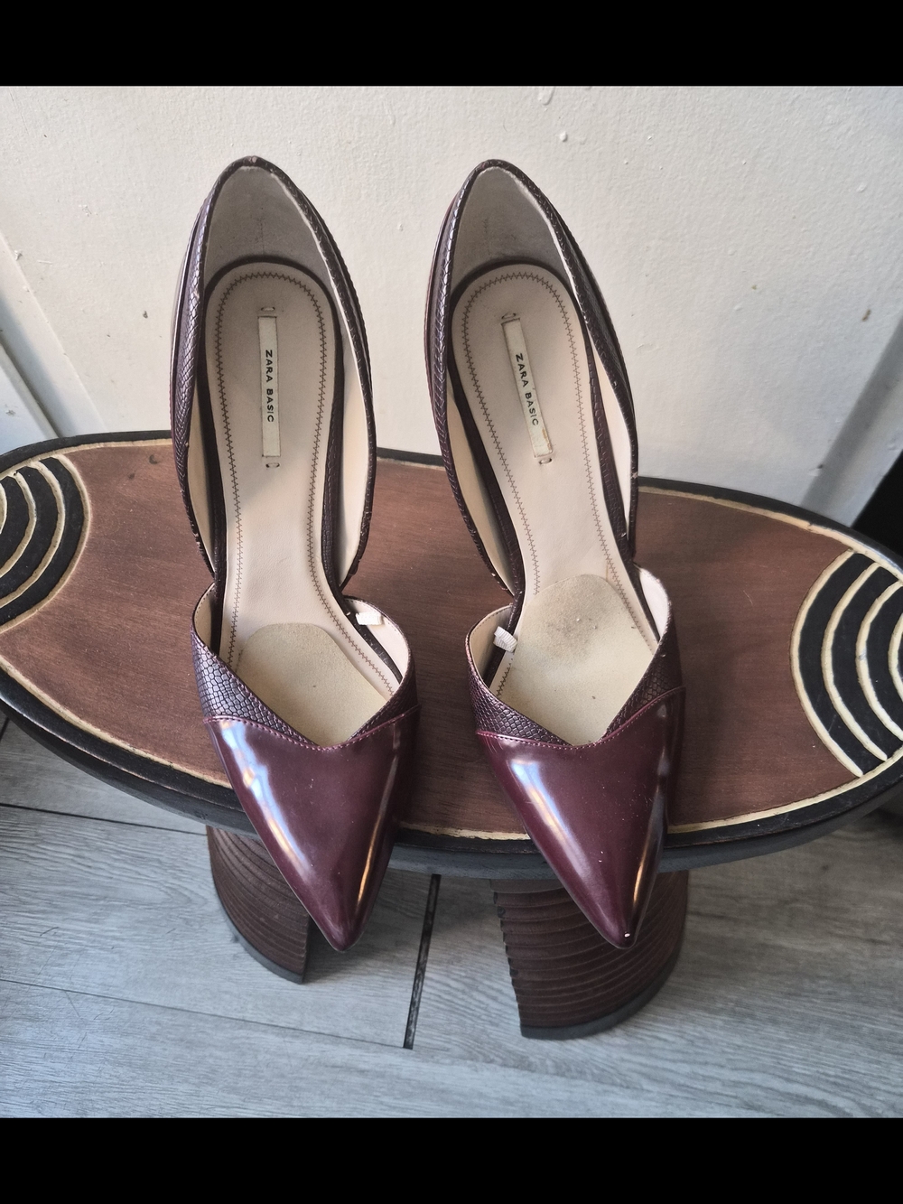Zara Burgundy Pointed D'Orsay Heels